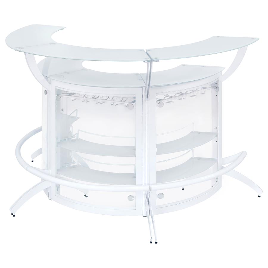 Dallas White 3 Pc Home Bar - furniture place usa