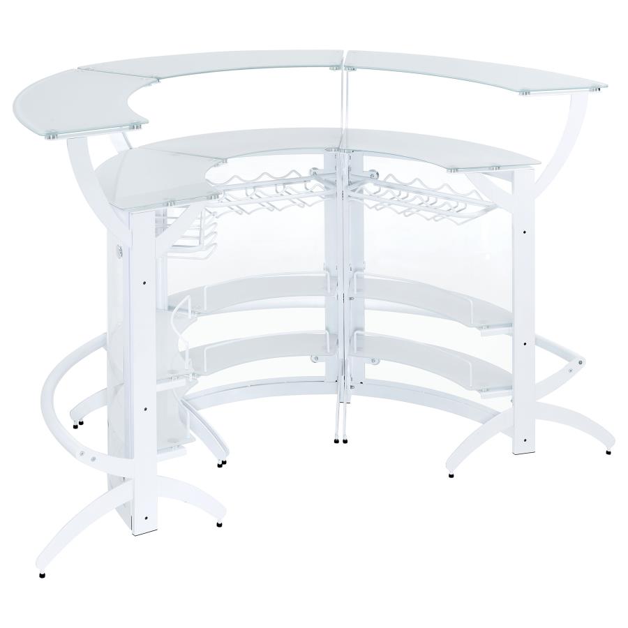 Dallas White 3 Pc Home Bar - furniture place usa