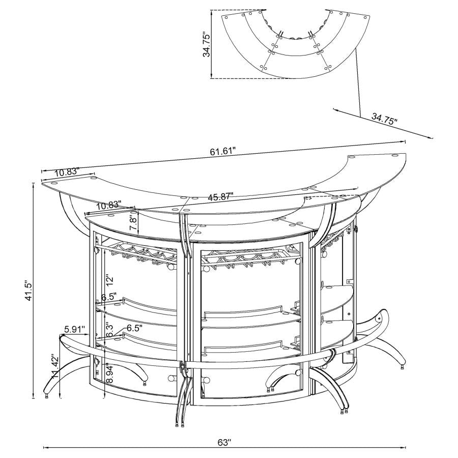 Dallas White 3 Pc Home Bar - furniture place usa