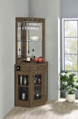 Alviso Brown Corner Bar Cabinet - furniture place usa