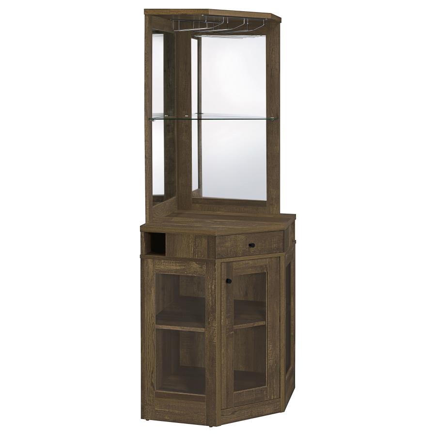 Alviso Brown Corner Bar Cabinet - furniture place usa