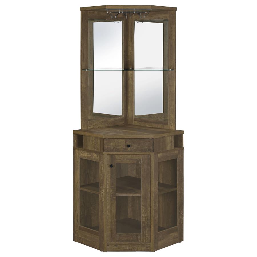 Alviso Brown Corner Bar Cabinet - furniture place usa