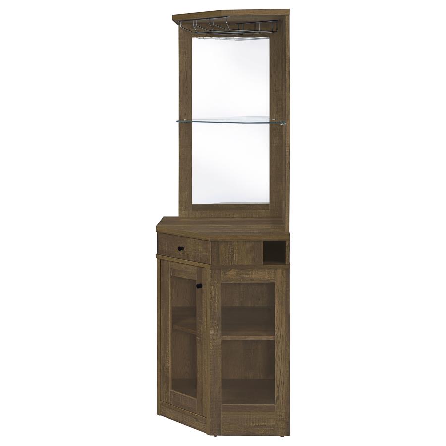 Alviso Brown Corner Bar Cabinet - furniture place usa