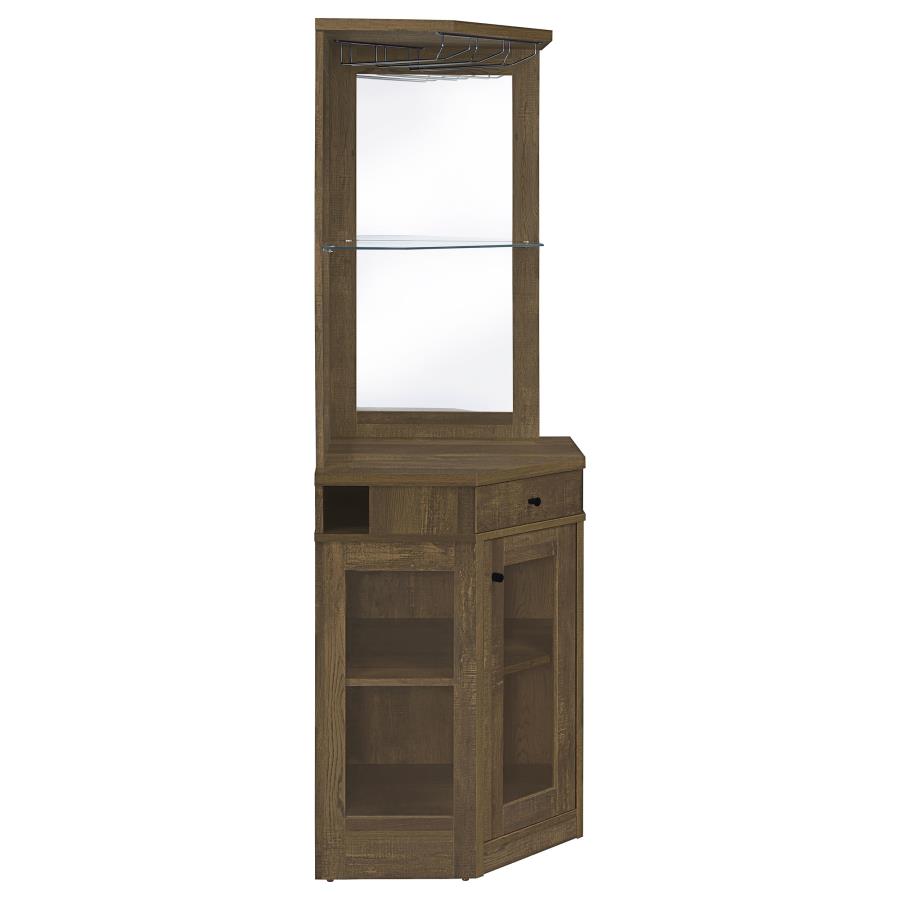 Alviso Brown Corner Bar Cabinet - furniture place usa