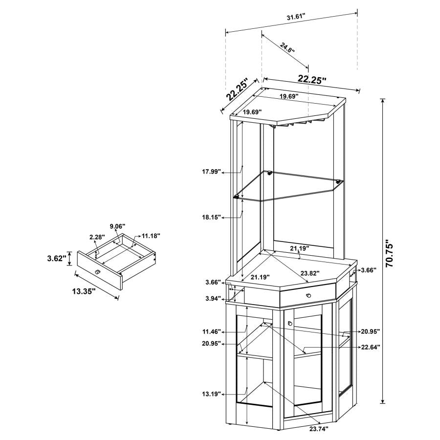 Alviso Brown Corner Bar Cabinet - furniture place usa