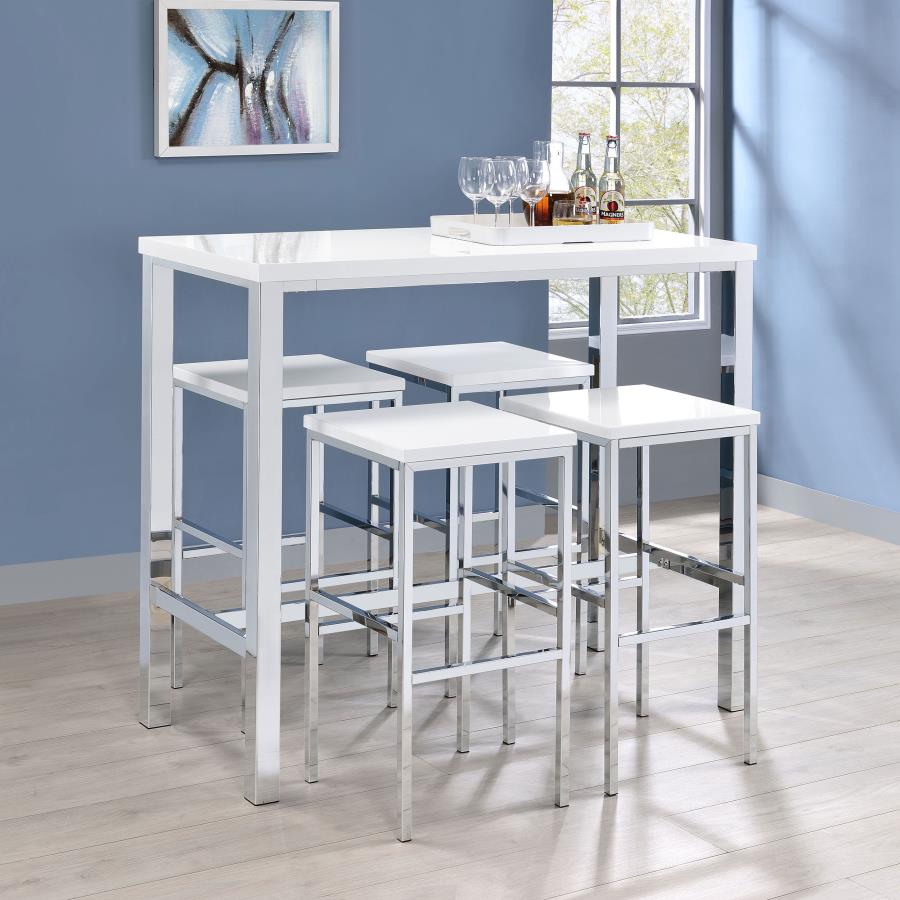 Natividad White 5 Pc Bar Set - furniture place usa