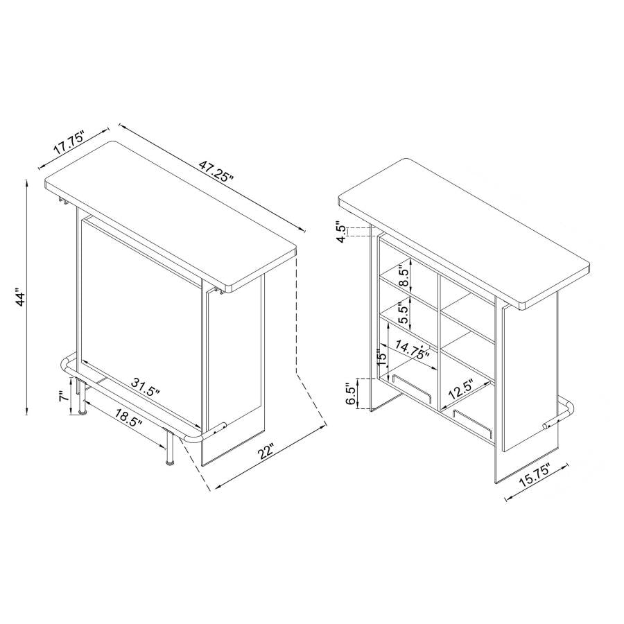 Acosta White Home Bar - furniture place usa