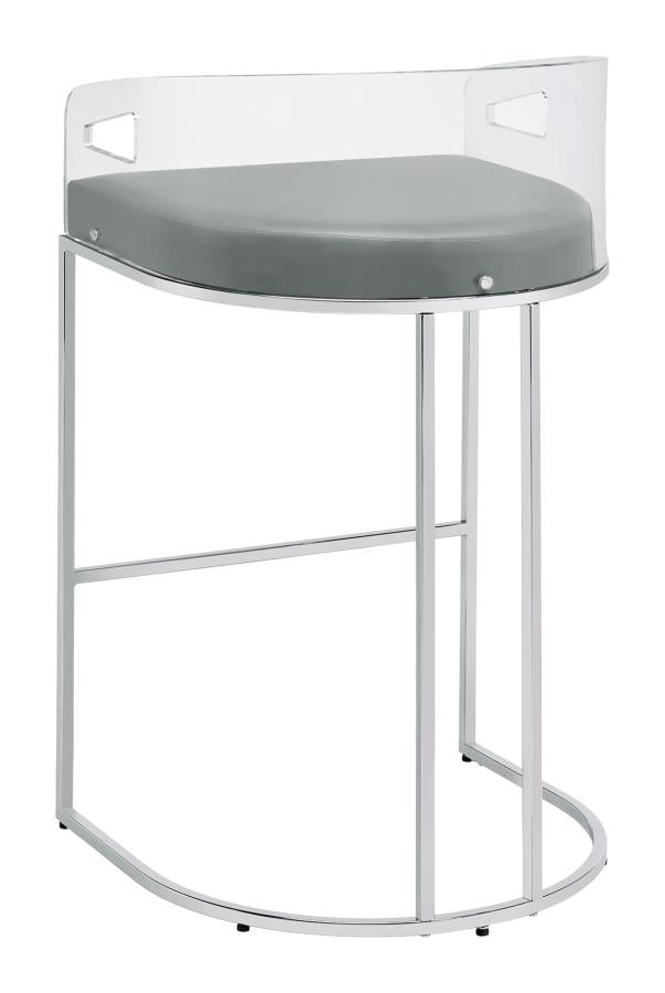 Thermosolis Silver Bar Stool - furniture place usa