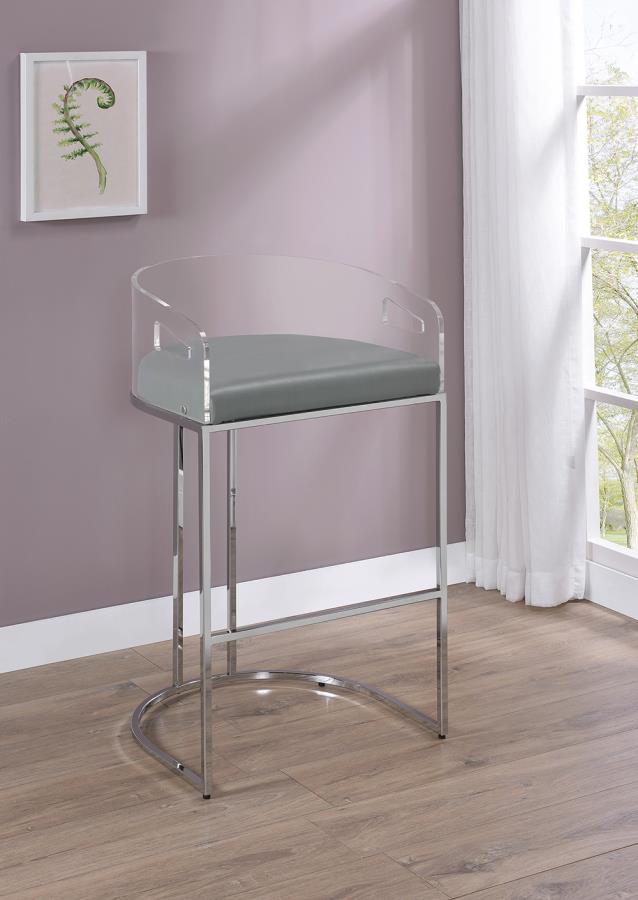 Thermosolis Silver Bar Stool - furniture place usa