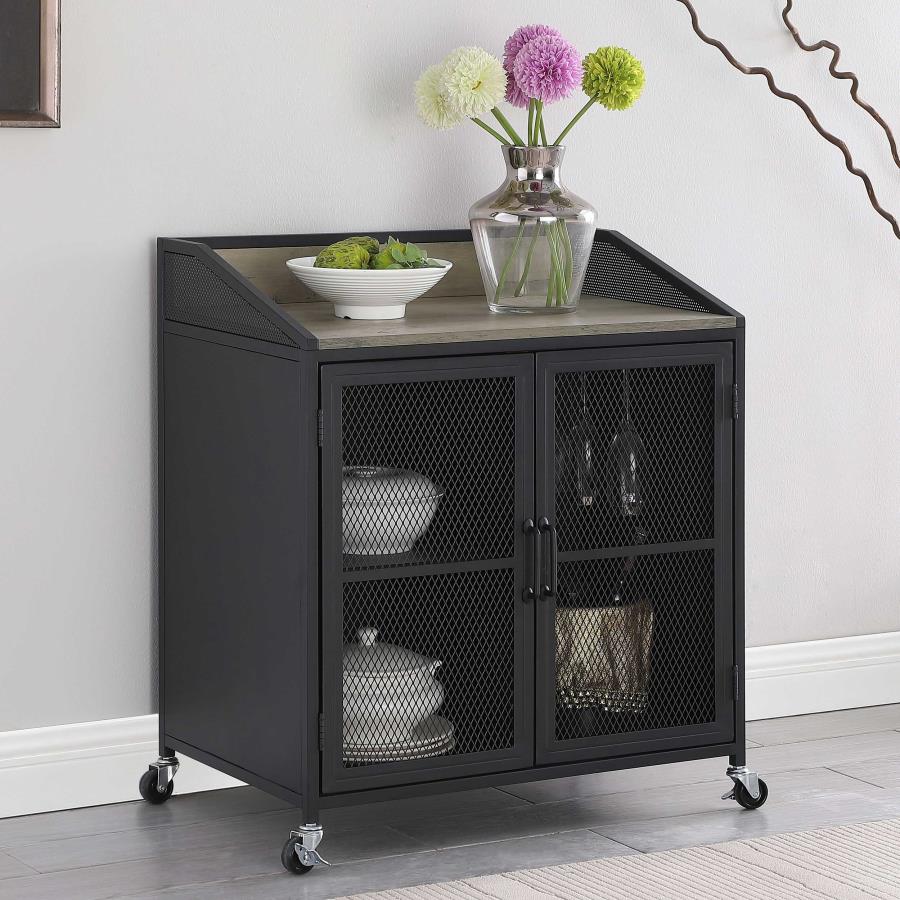 Arlette Black Bar Cabinet - furniture place usa