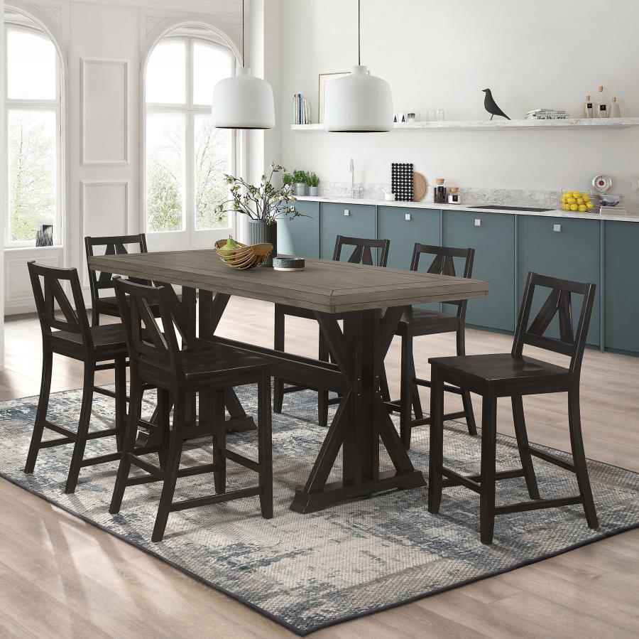 Bairn Black 7 Pc Counter Height Dining Set - furniture place usa