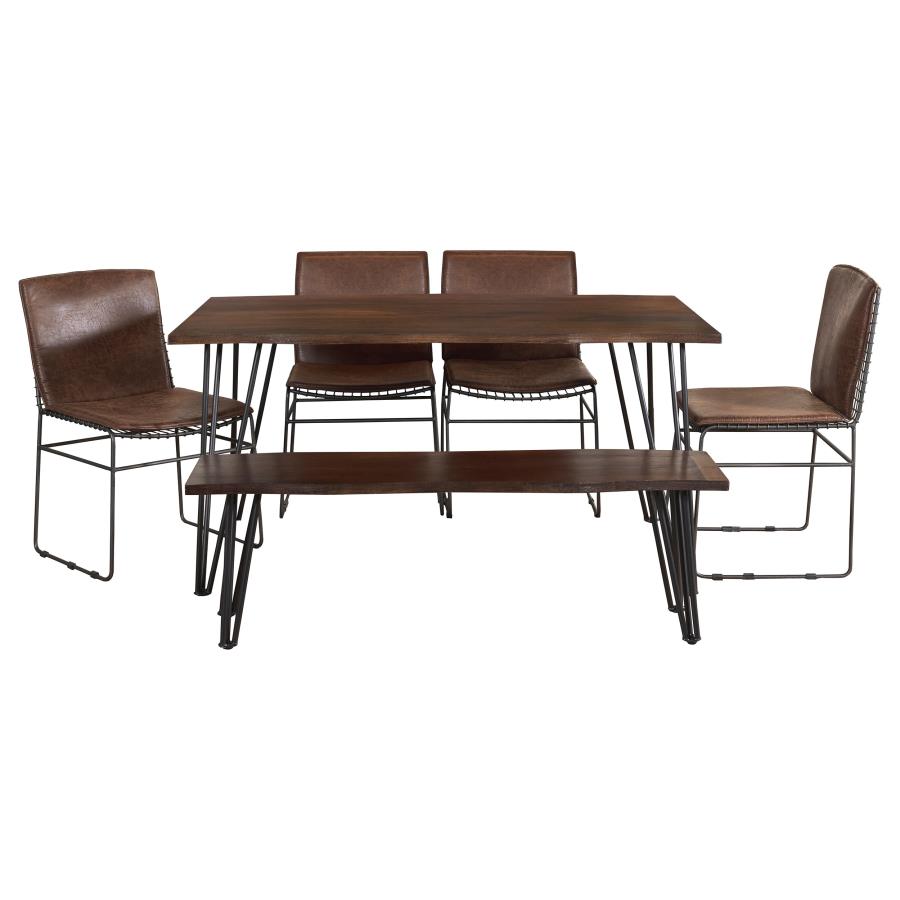 Topeka Brown 6 Pc Dining Set - furniture place usa