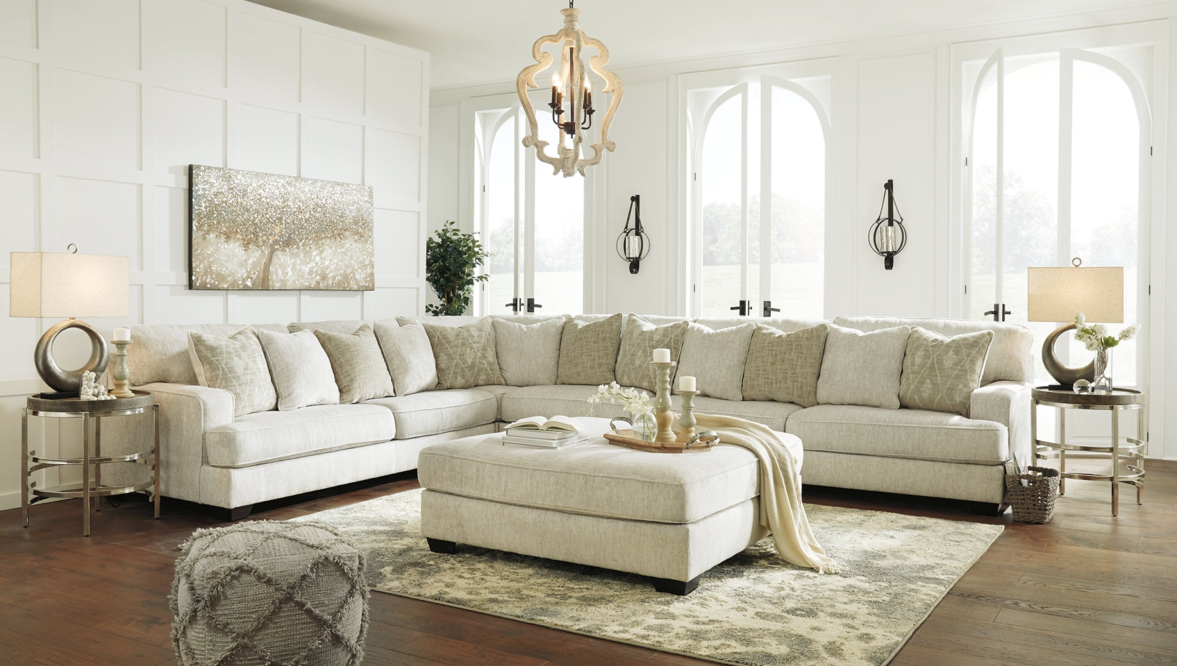 Rawcliffe 4-Piece Sectional with Ottoman - furniture place usa
