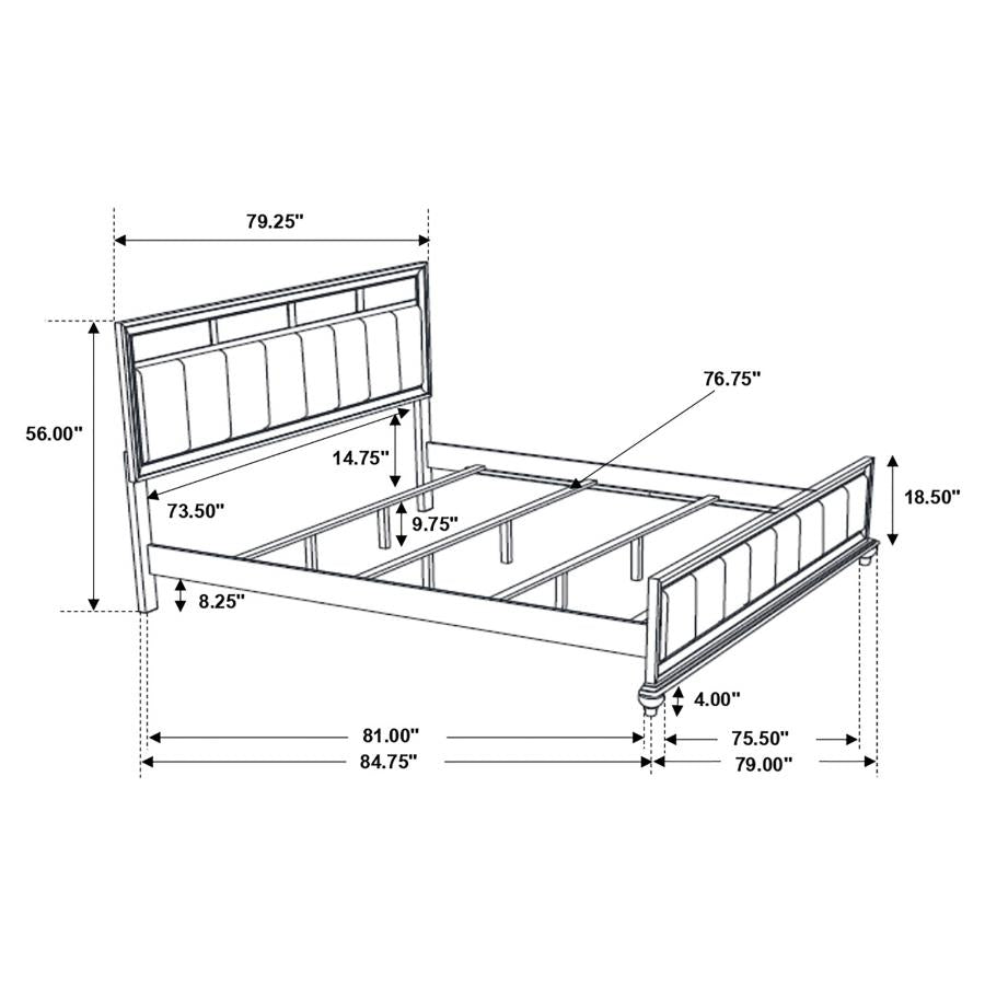 Barzini Black Eastern King Bed 4 Pc Set - furniture place usa