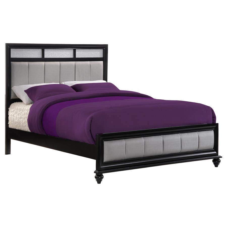 Barzini Black Queen Bed 4 Pc Set - furniture place usa