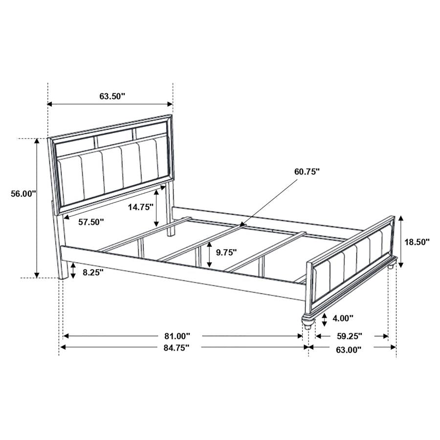 Barzini Black Queen Bed 4 Pc Set - furniture place usa