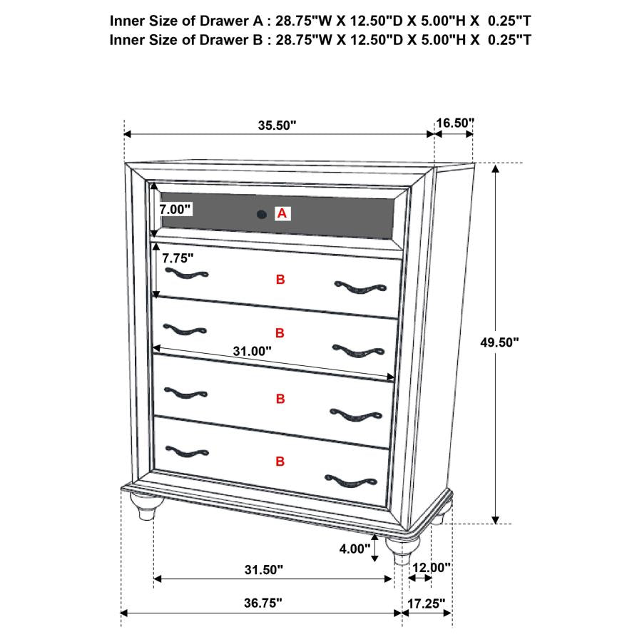 Barzini Black Chest - furniture place usa