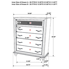 Barzini Black Chest - furniture place usa