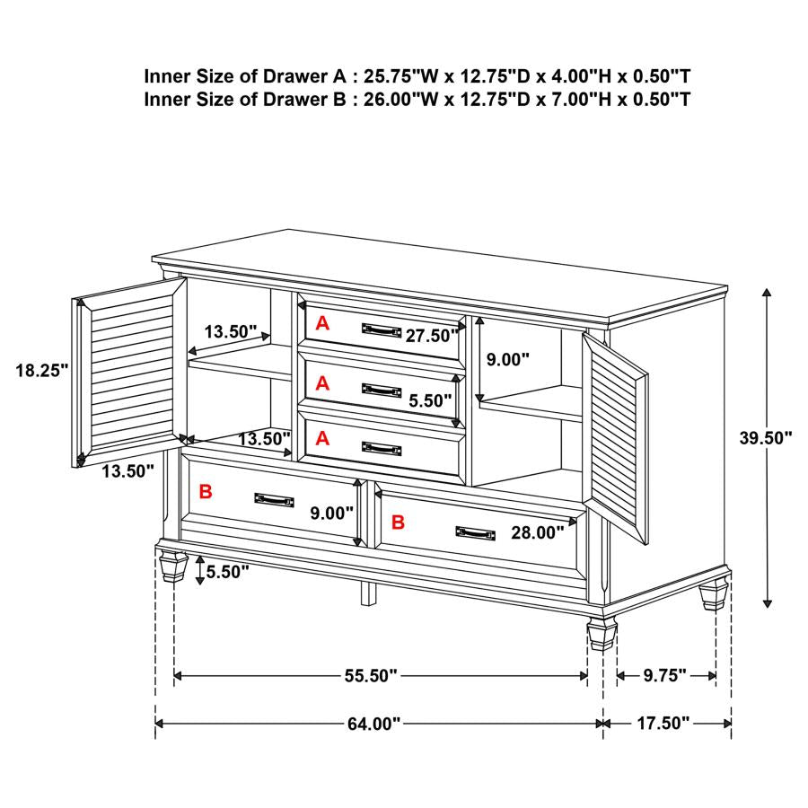 Franco Brown Dresser - furniture place usa