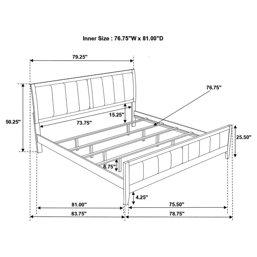 Carlton Brown Eastern King Bed - furniture place usa