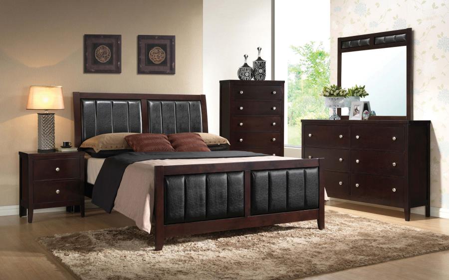 Carlton Brown Queen Bed 5 Pc Set - furniture place usa