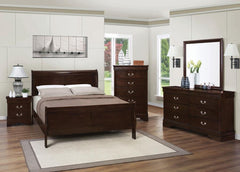 Louis Philippe Brown Full Bed 5 Pc Set - furniture place usa