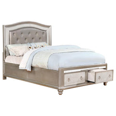 Bling Game Silver Eastern King Bed 4 Pc Set - furniture place usa