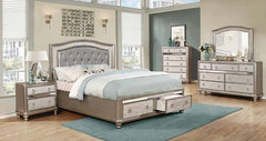 Bling Game Silver Eastern King Bed 4 Pc Set - furniture place usa