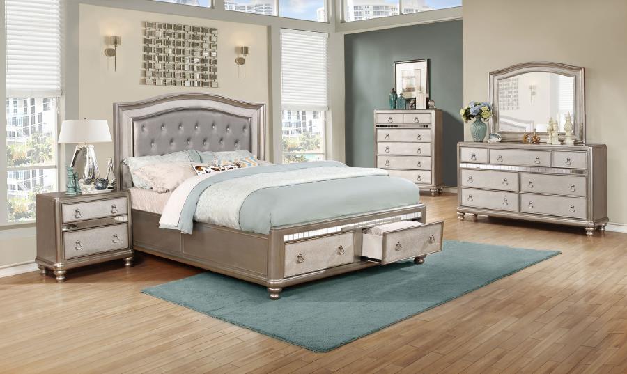 Bling Game Silver Eastern King Bed 5 Pc Set - furniture place usa