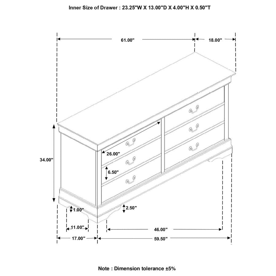 Louis Philippe White Dresser - furniture place usa