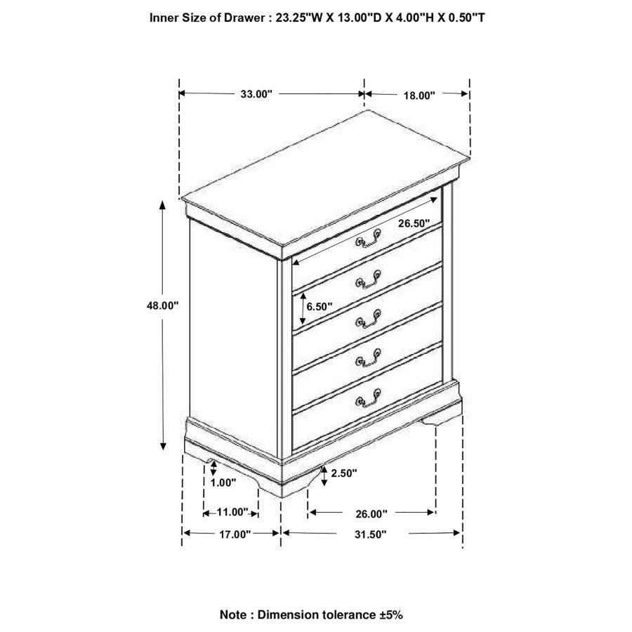 Louis Philippe White Chest - furniture place usa