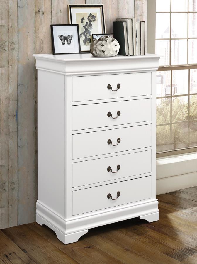 Louis Philippe White Chest - furniture place usa