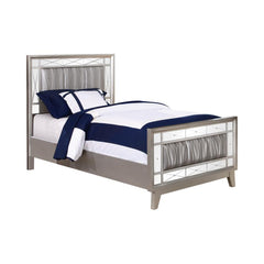 Leighton Silver Twin Bed 5 Pc Set - furniture place usa