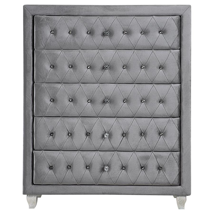 Deanna Grey Eastern King Bed 5 Pc Set - furniture place usa