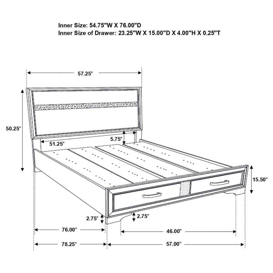 Miranda White Full Bed 4 Pc Set - furniture place usa