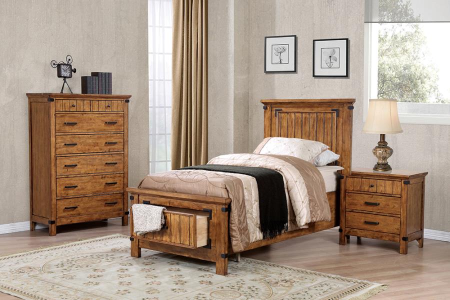 Brenner Brown Twin Bed 5 Pc Set - furniture place usa