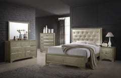 Beaumont Gold Queen Bed 5 Pc Set - furniture place usa