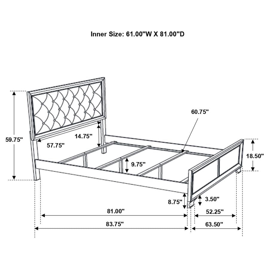 Beaumont Gold Queen Bed 5 Pc Set - furniture place usa