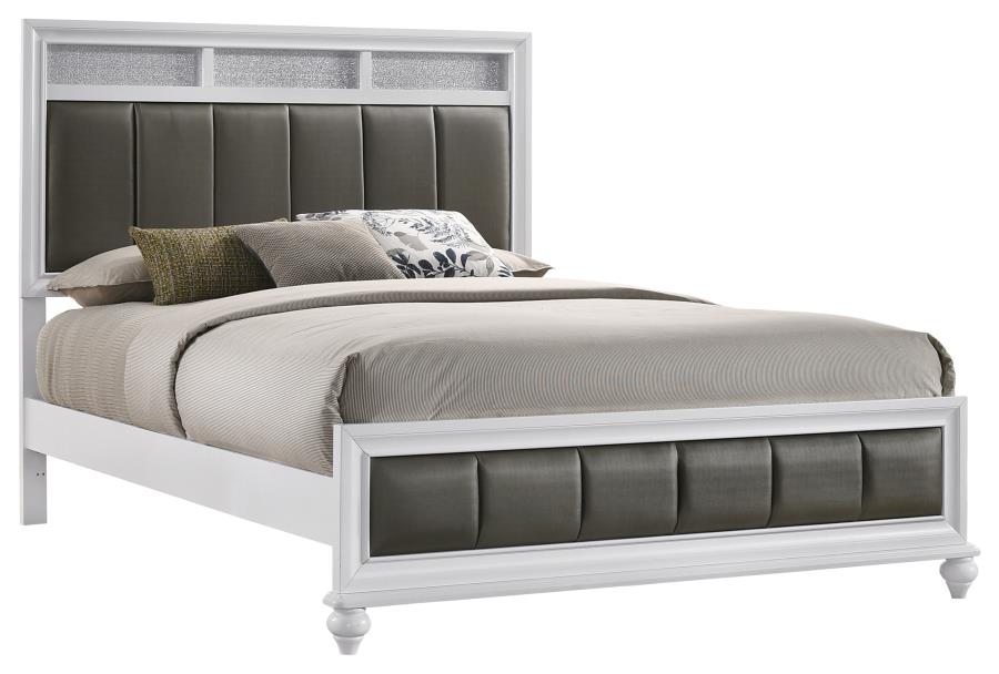 Barzini White Queen Bed 5 Pc Set - furniture place usa