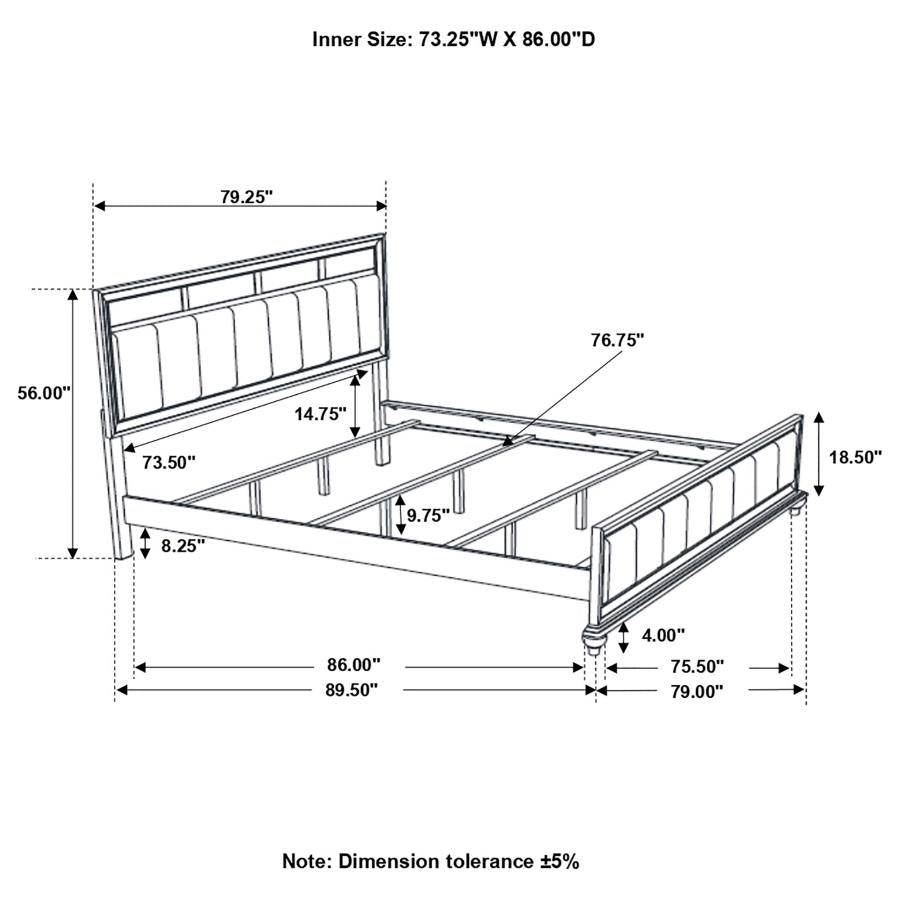 Barzini White California King Bed - furniture place usa