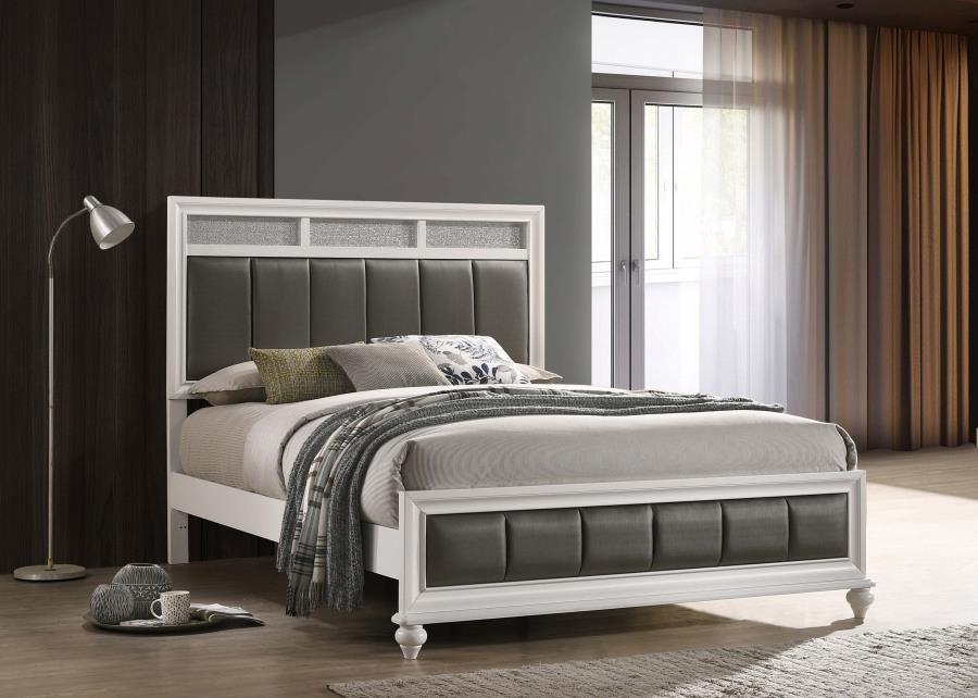 Barzini White Queen Bed - furniture place usa