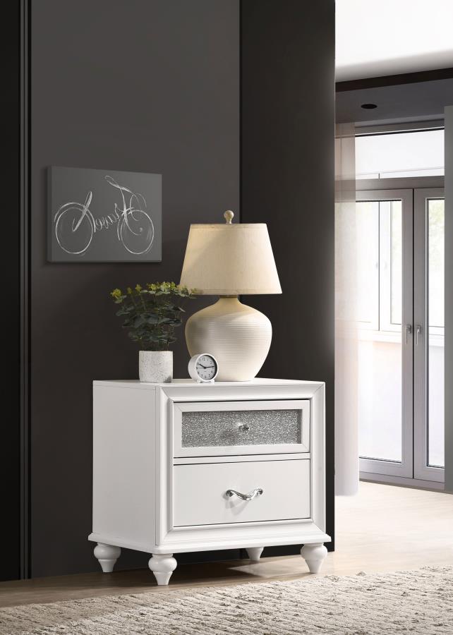 Barzini White Nightstand - furniture place usa