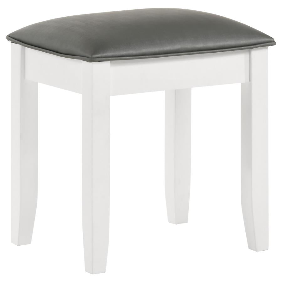 Barzini White Vanity Stool - furniture place usa