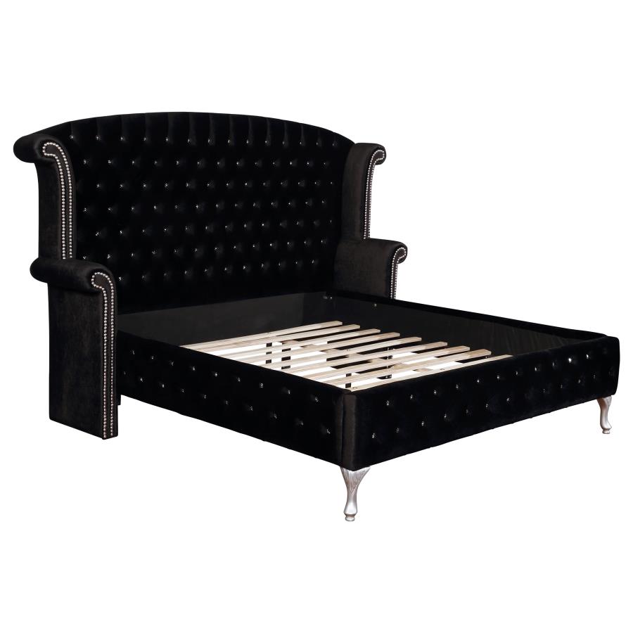 Deanna Black Eastern King Bed 4 Pc Set - furniture place usa