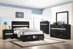 Miranda Black Full Bed 4 Pc Set - furniture place usa