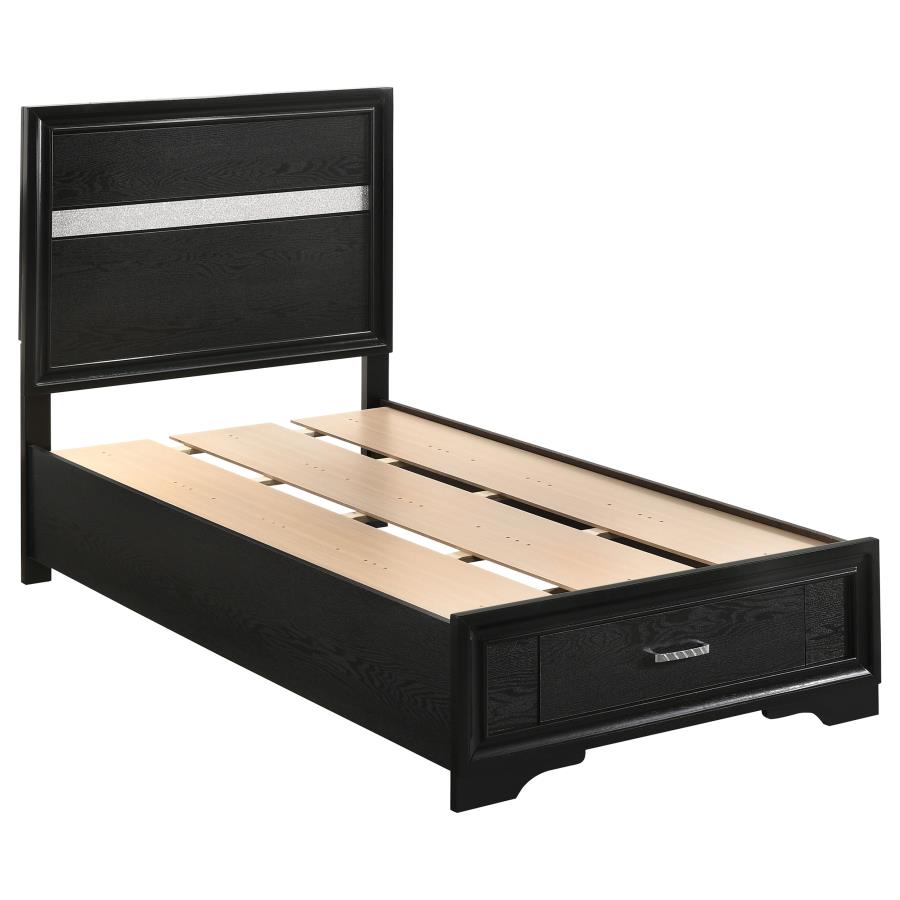 Miranda Black Twin Bed 3 Pc Set - furniture place usa