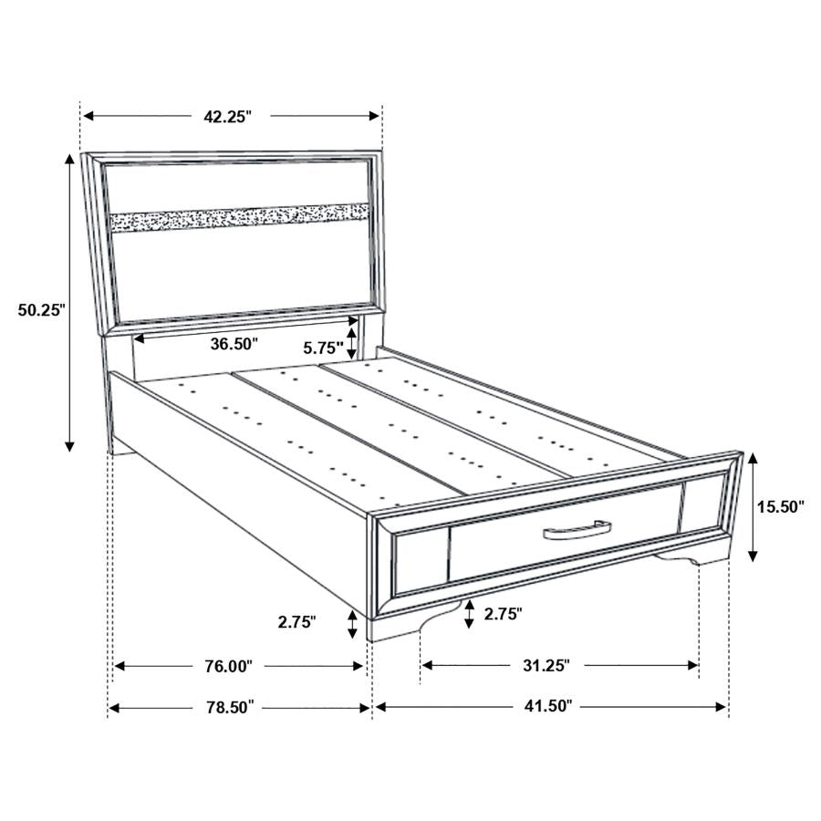 Miranda Black Twin Bed 3 Pc Set - furniture place usa