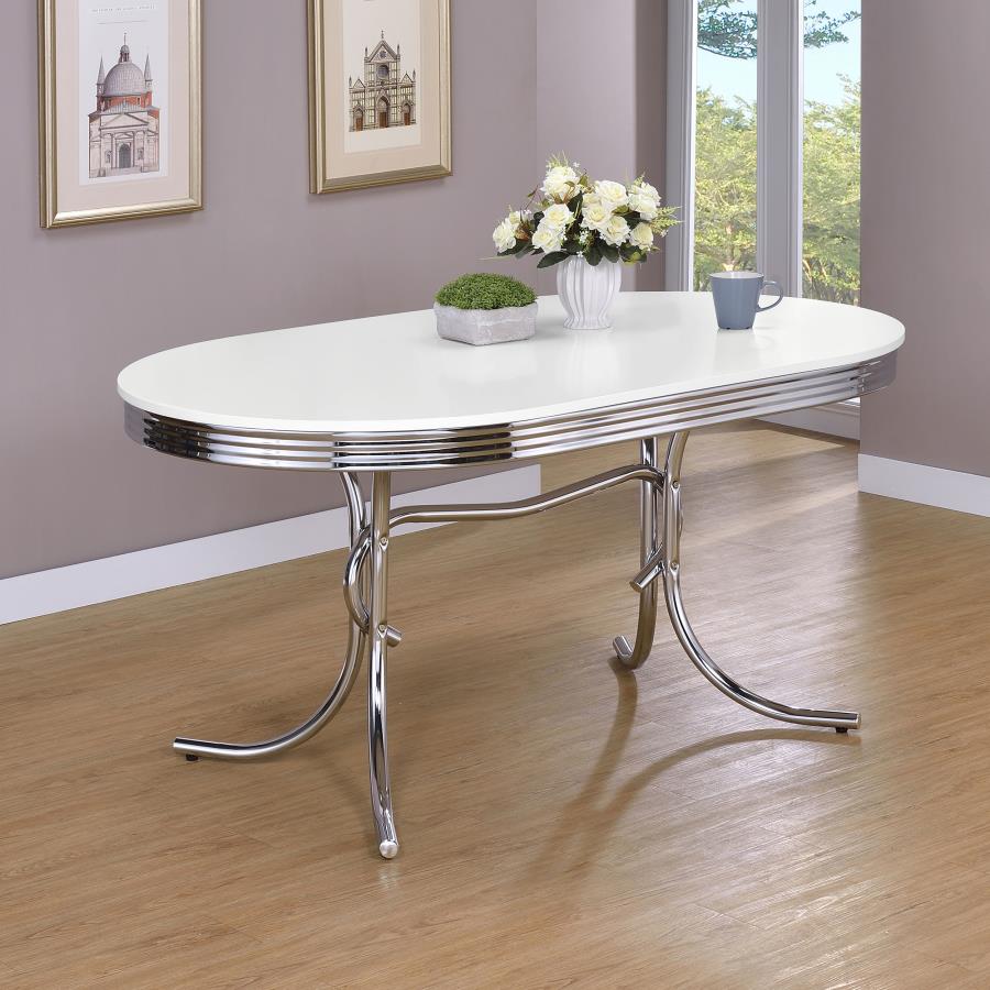 Retro White Dining Table - furniture place usa