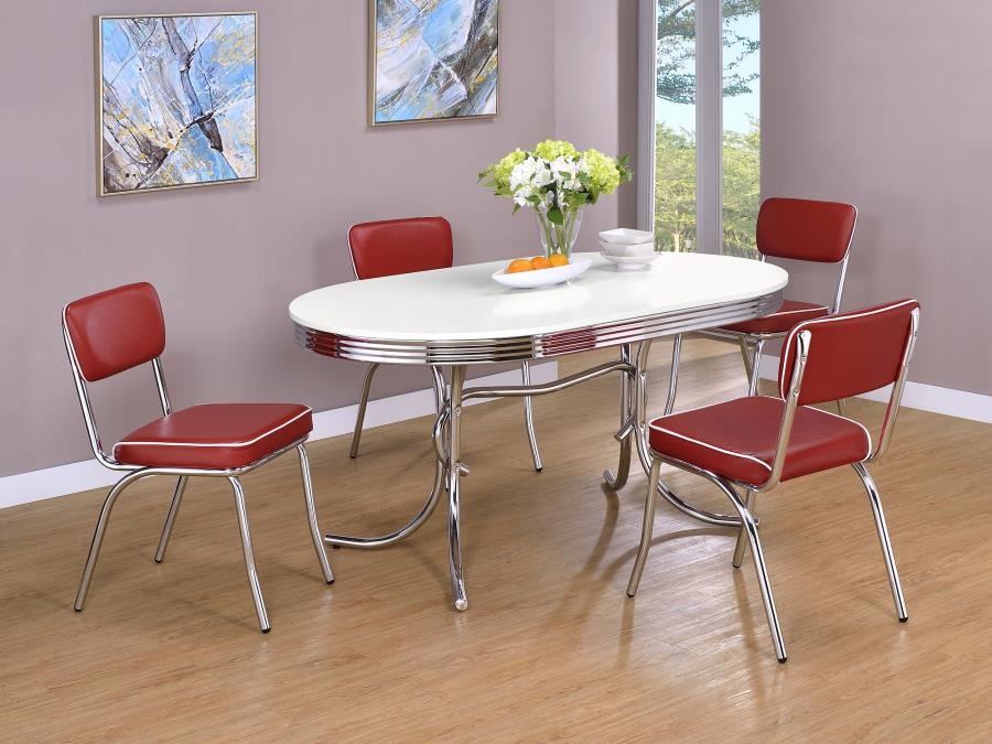 Retro White Dining Table - furniture place usa