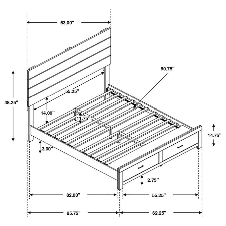 Brantford Brown Queen Storage Bed - furniture place usa